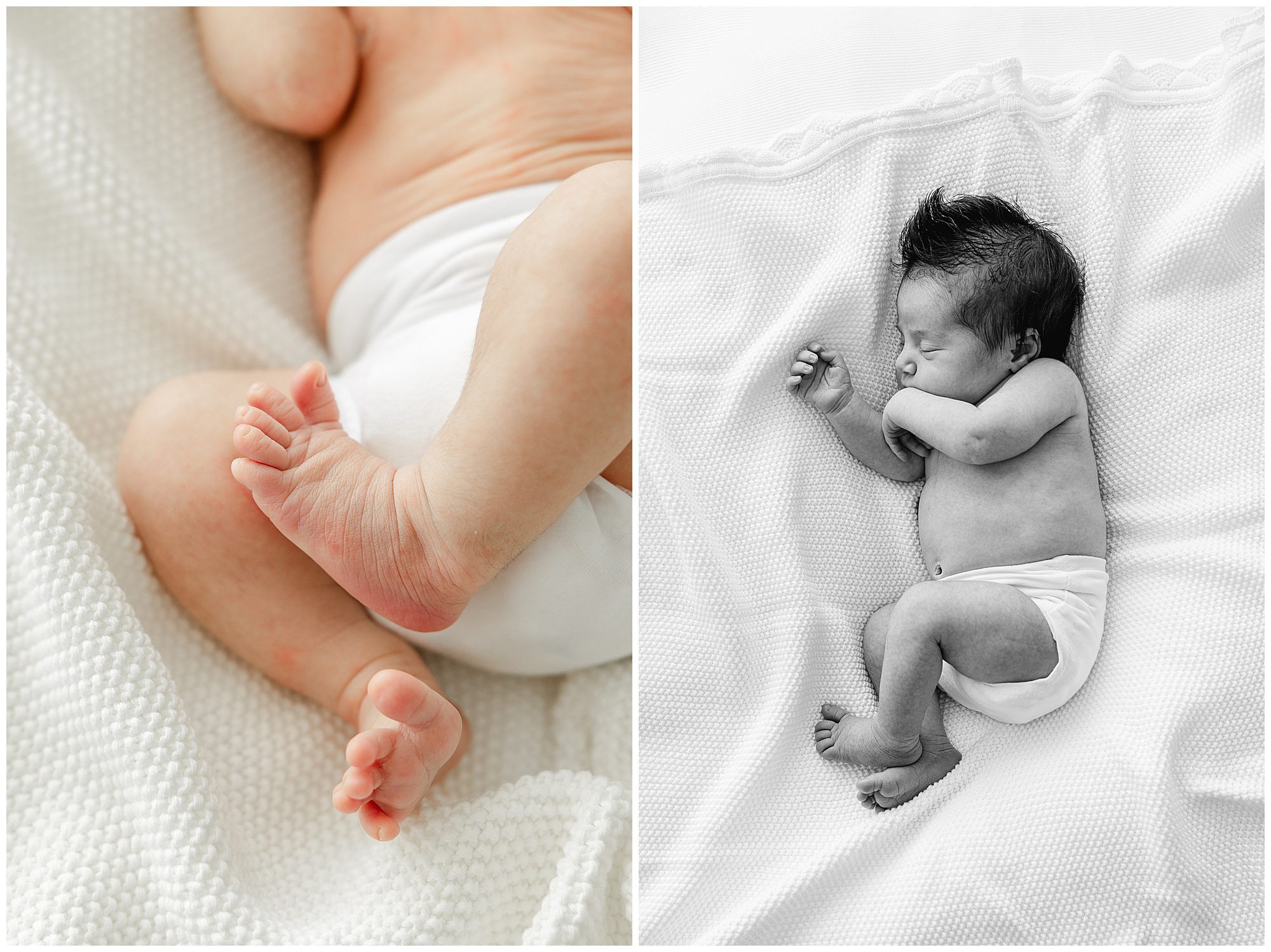 baby posed on beanbag, baby details
