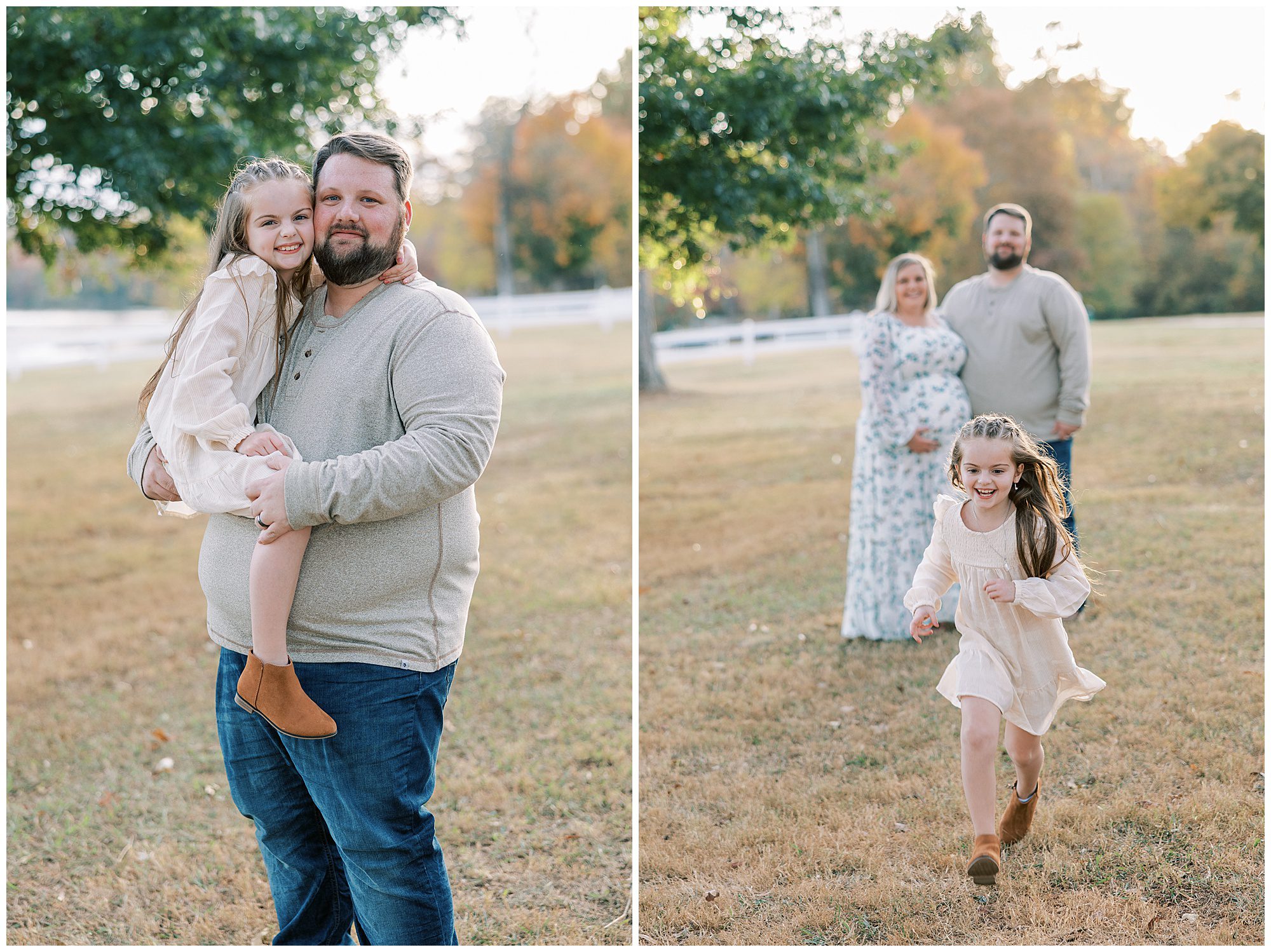 parents with little girl at maternity photo session
