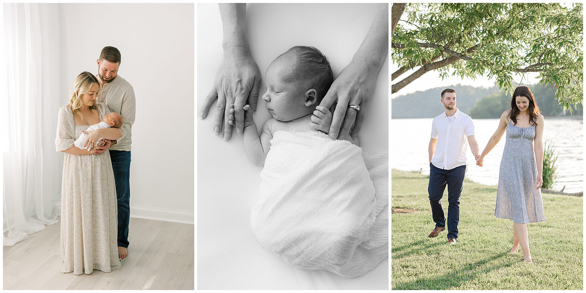 collage of newborn and family photo sessions