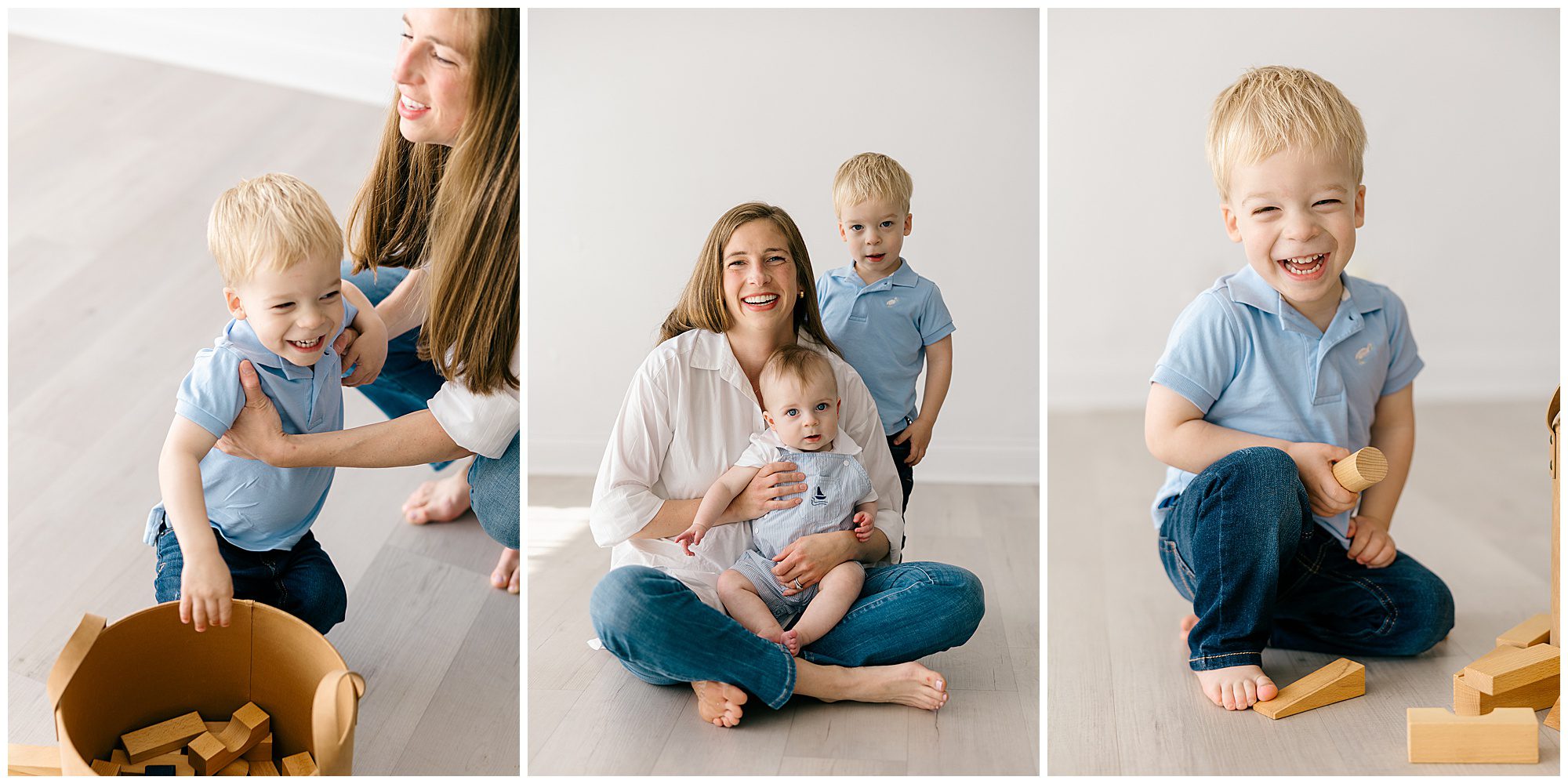 mom with two sons at photo shoot
