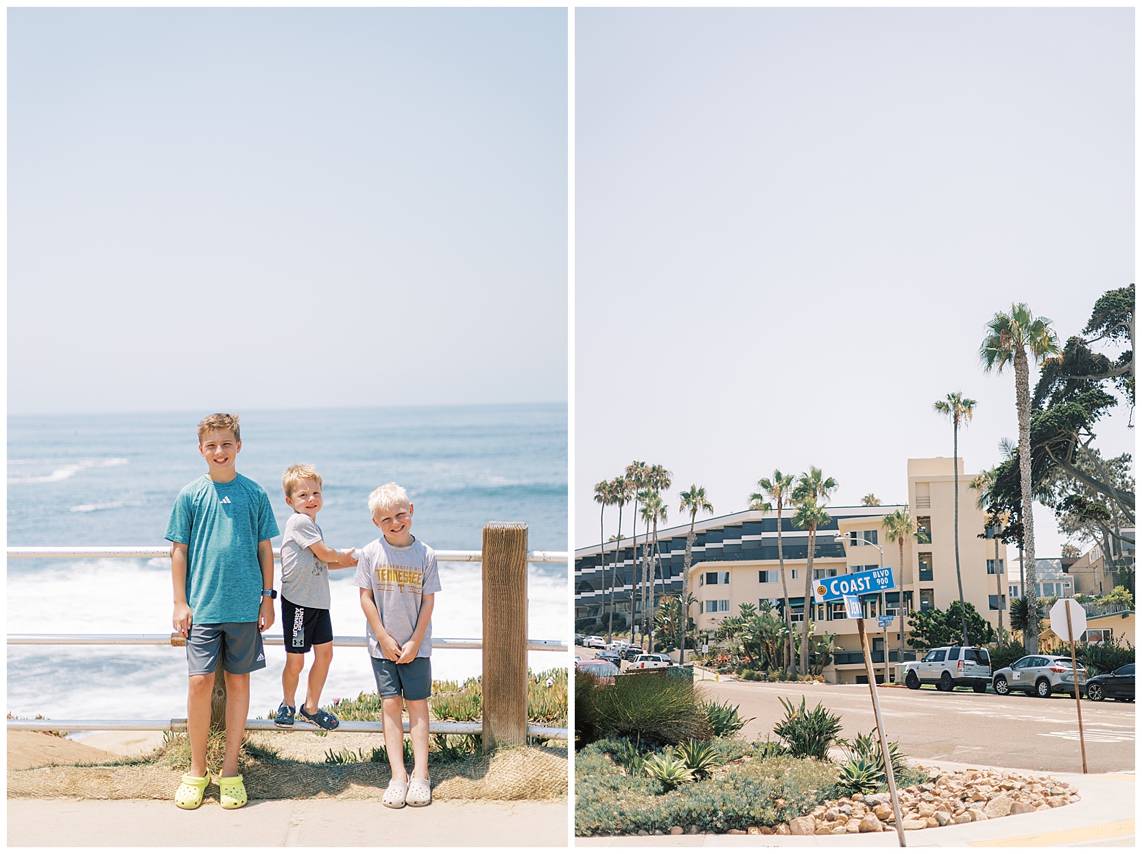three boys on coast blvd in la jolla california