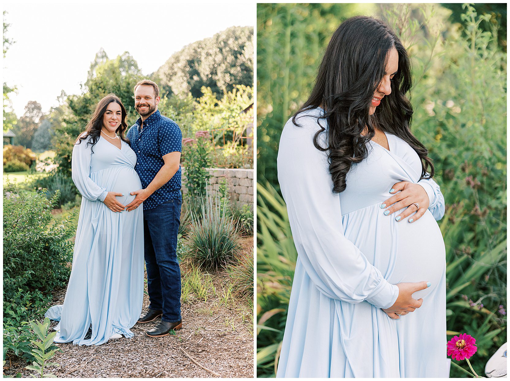 woman holding baby bump at ut gardens