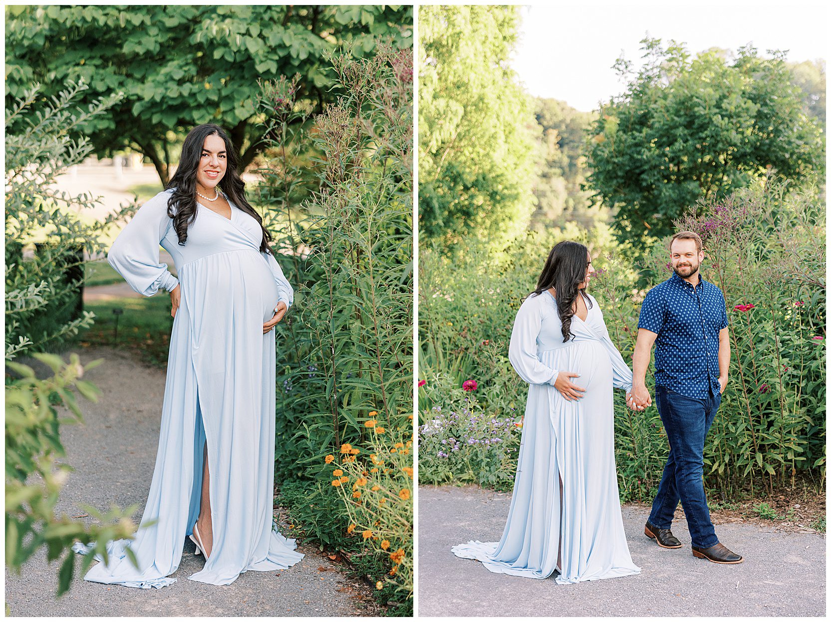 woman posing at maternity session at ut gardens