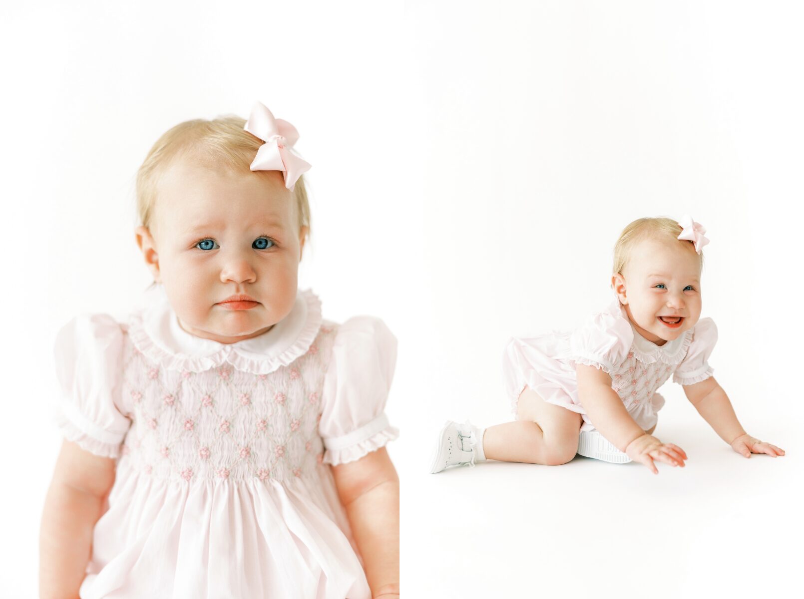 baby looking at camera baby crawling smiling