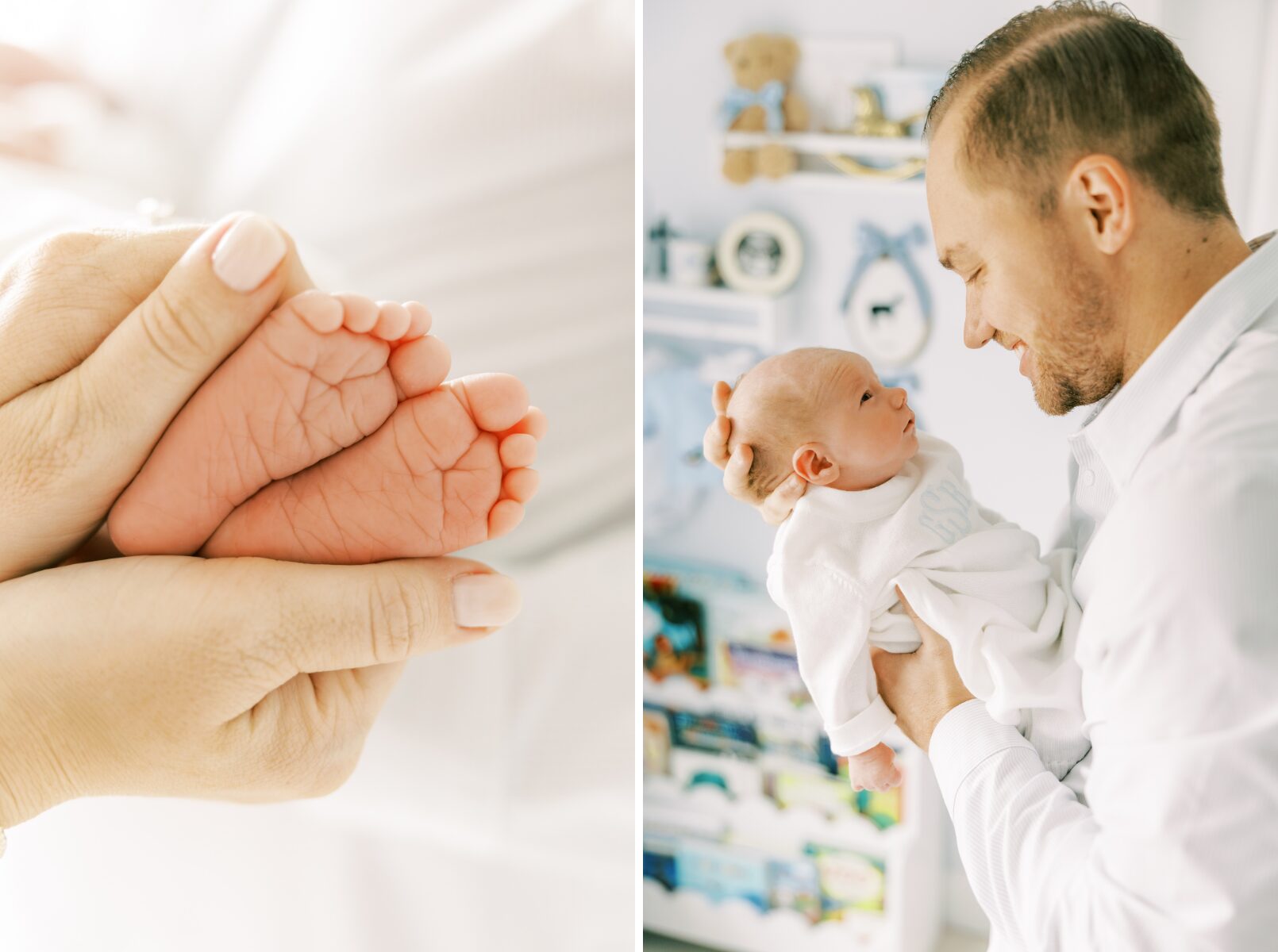 baby toes, dad looking at baby