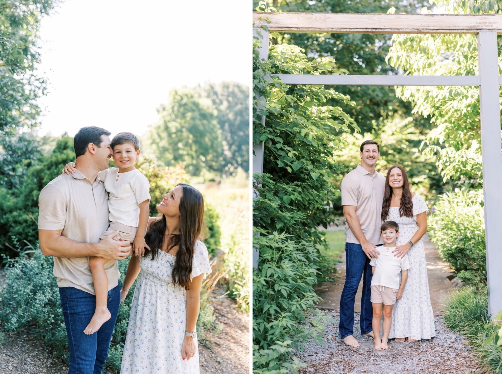 mom and dad looking at boy, all three smiling at camera