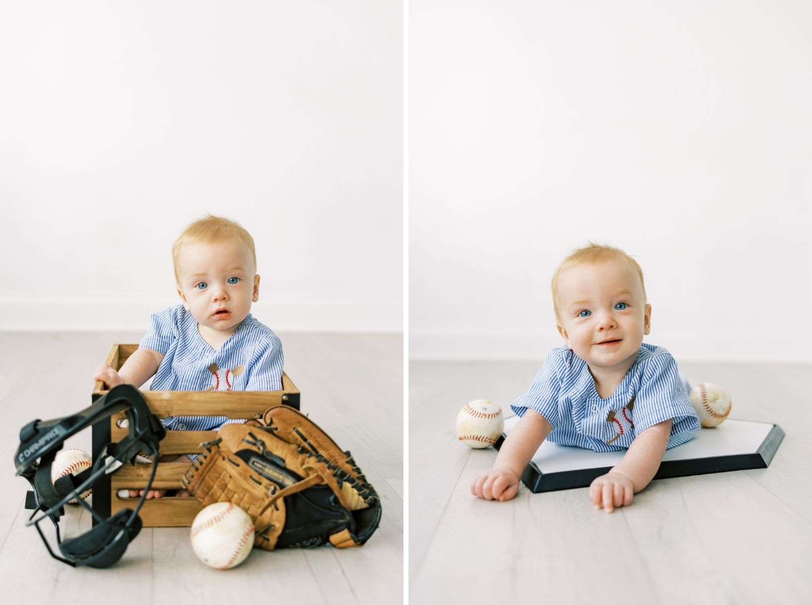 baby boy with baseball decor