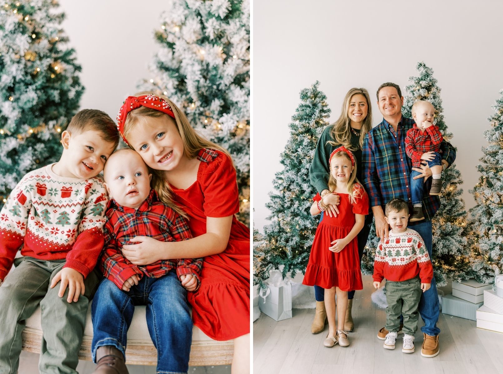 christmas children looking at camera, family christmas looking at camera