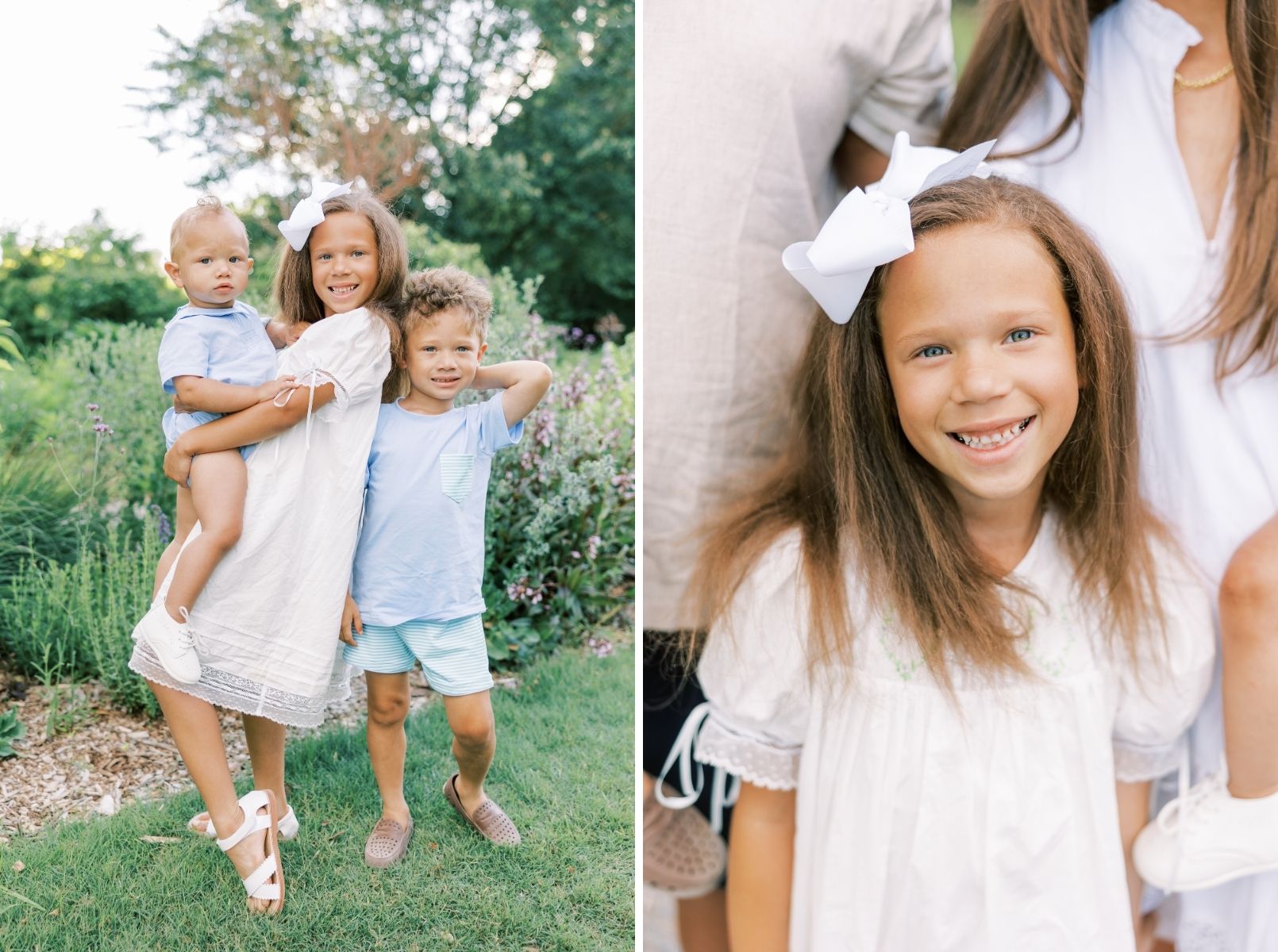 kids looking at camera, big sister smiling at camera