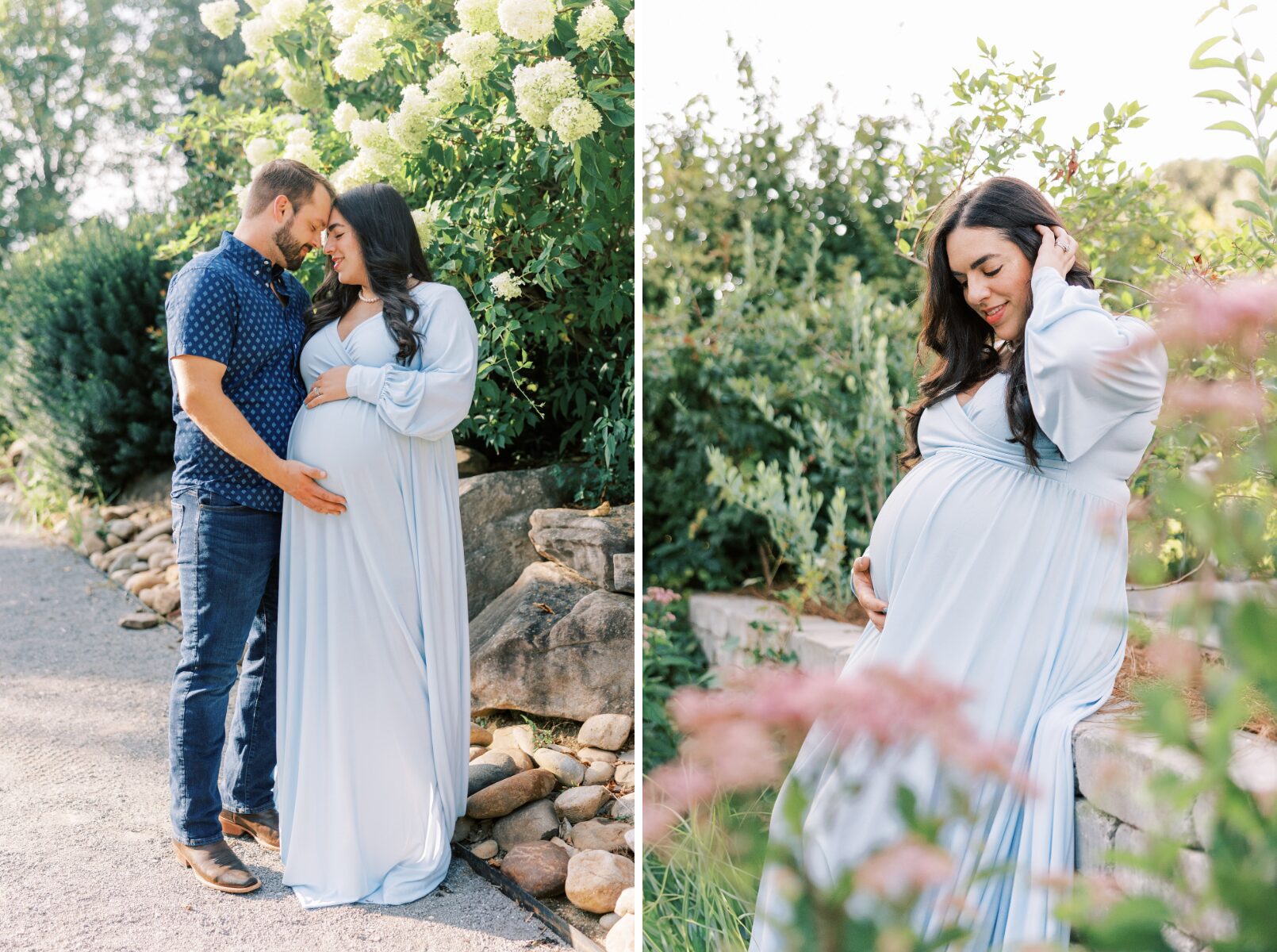couple looking at each other, mom tucking hair behind ear