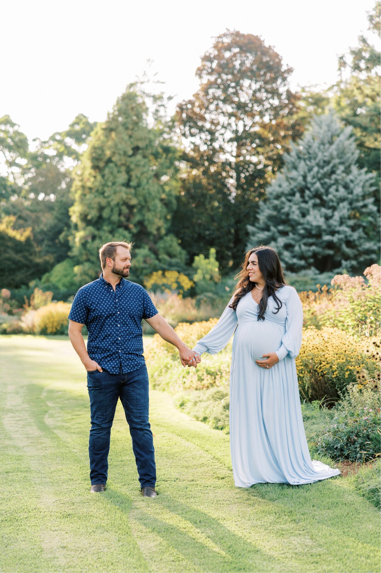 holding hands looking at each other