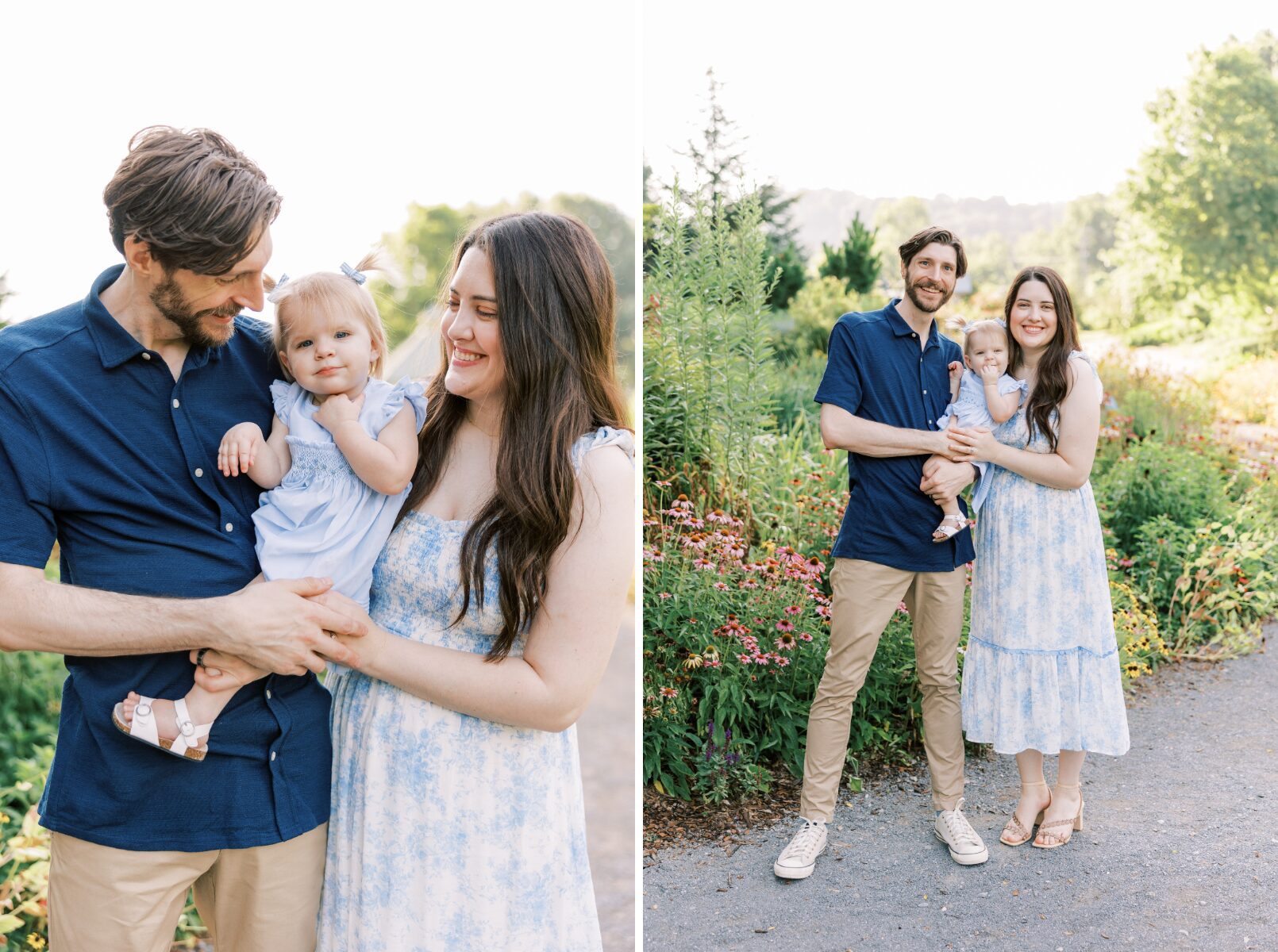 mom & dad smiling at child, family smiling at camera