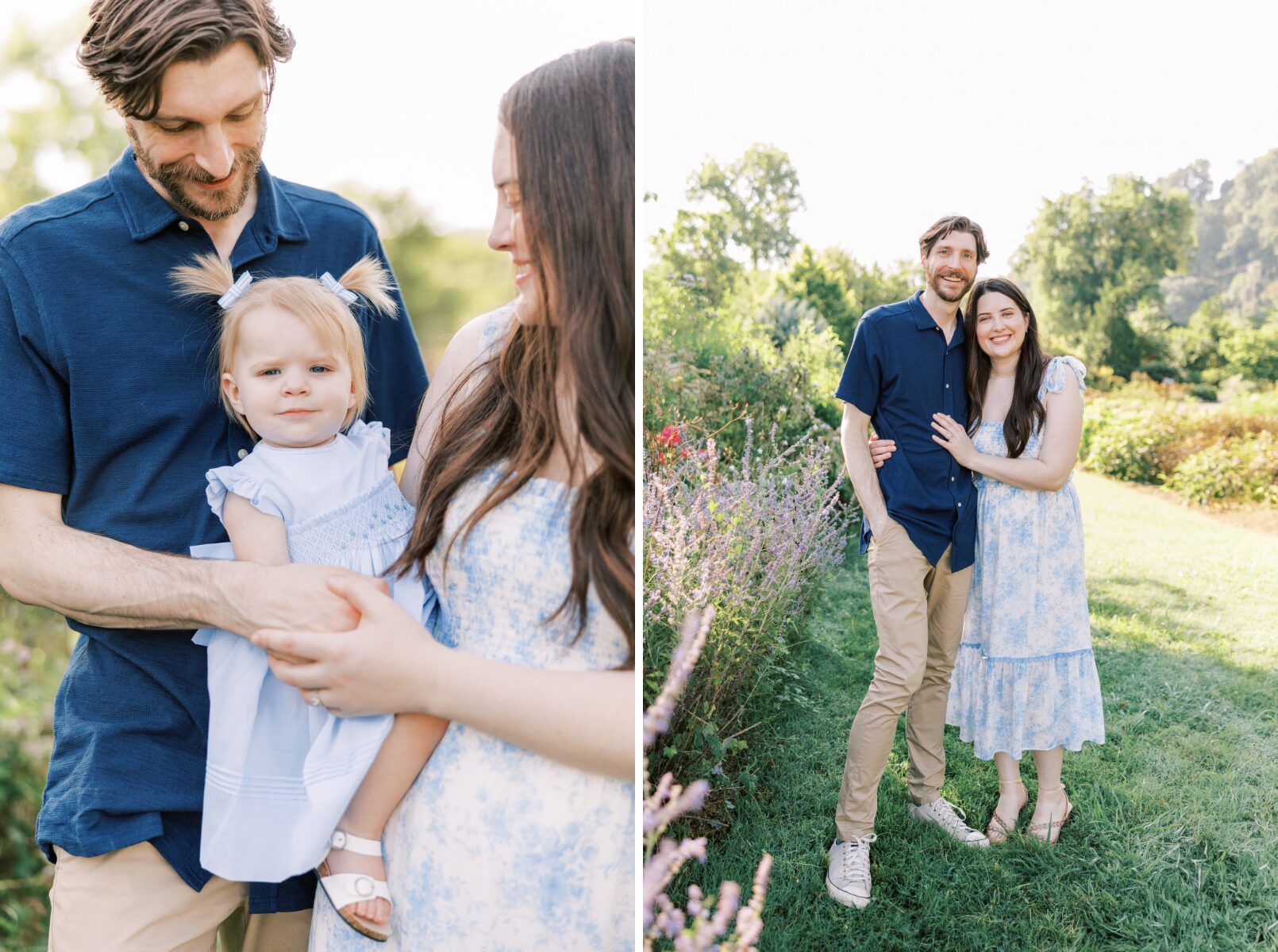 mom & dad looking at child, mom & dad smiling at camera