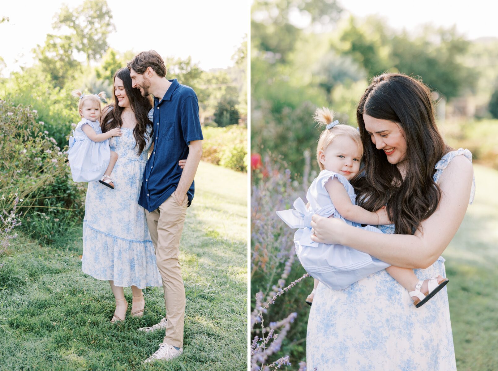 mom & dad looking at little girl, mom holding child