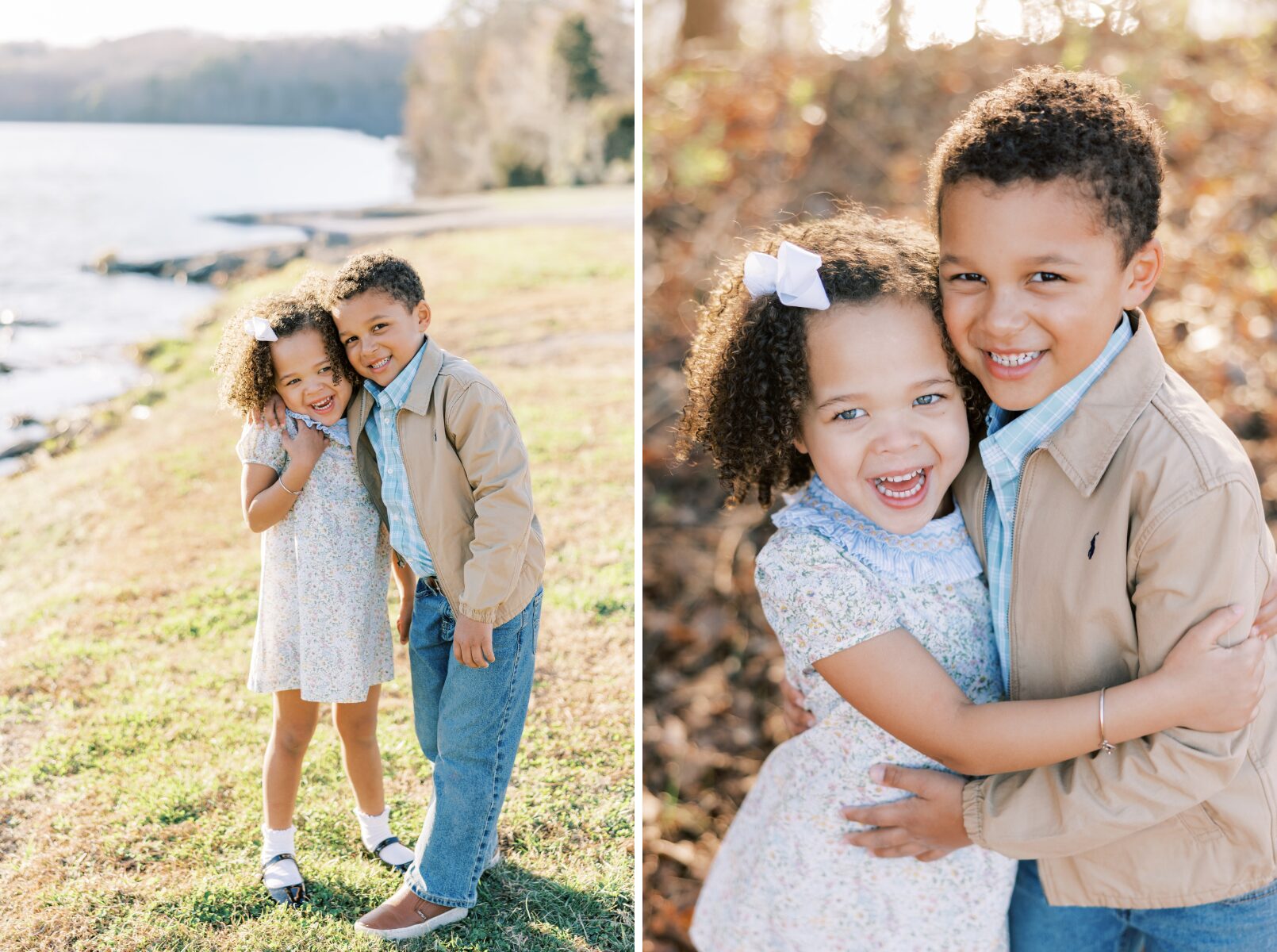 kids smiling by the water, kids smiling & laughing at camera