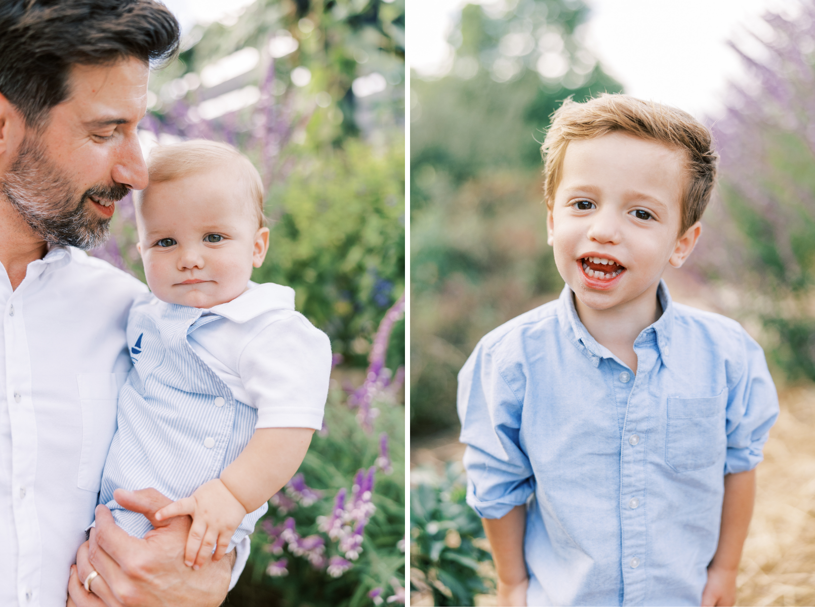 dad with little brother, boy smiling at camera