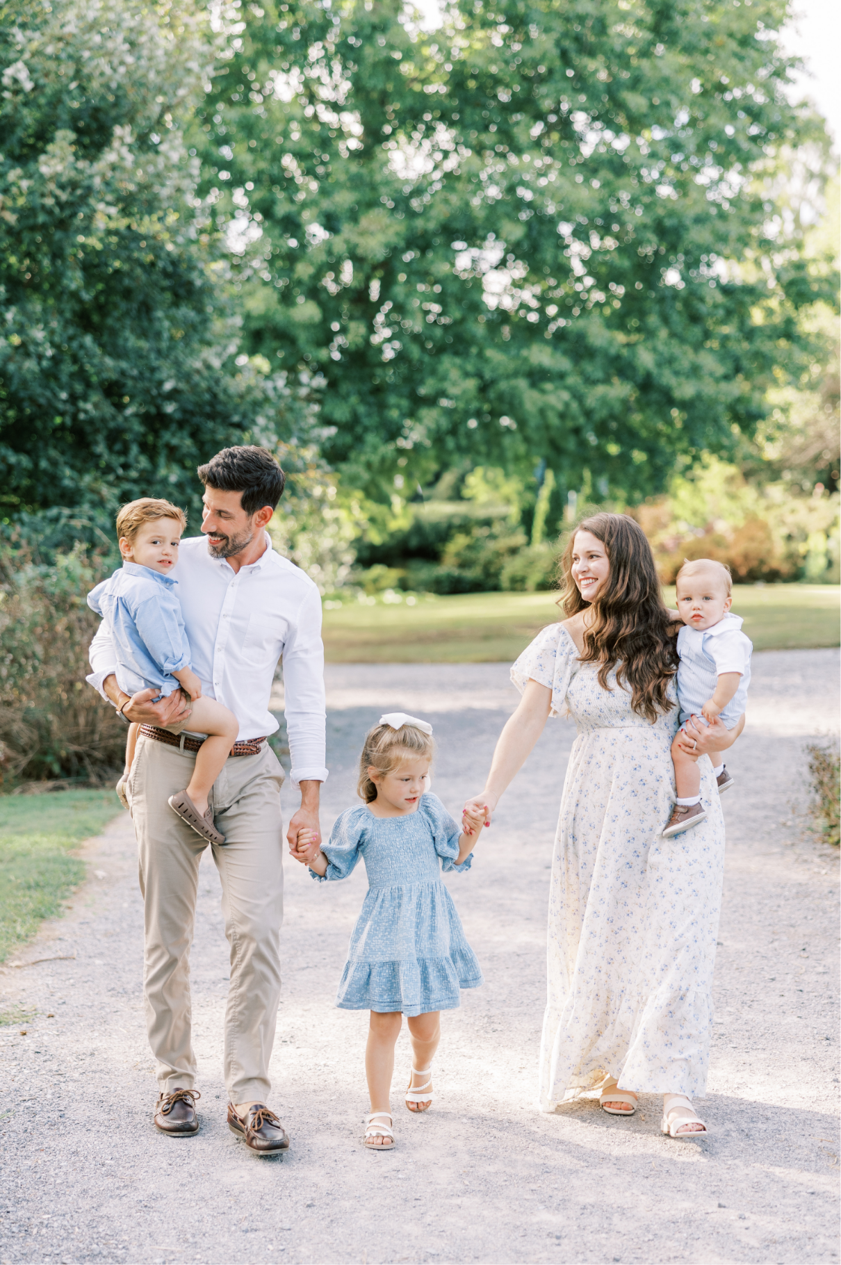 family walking on path