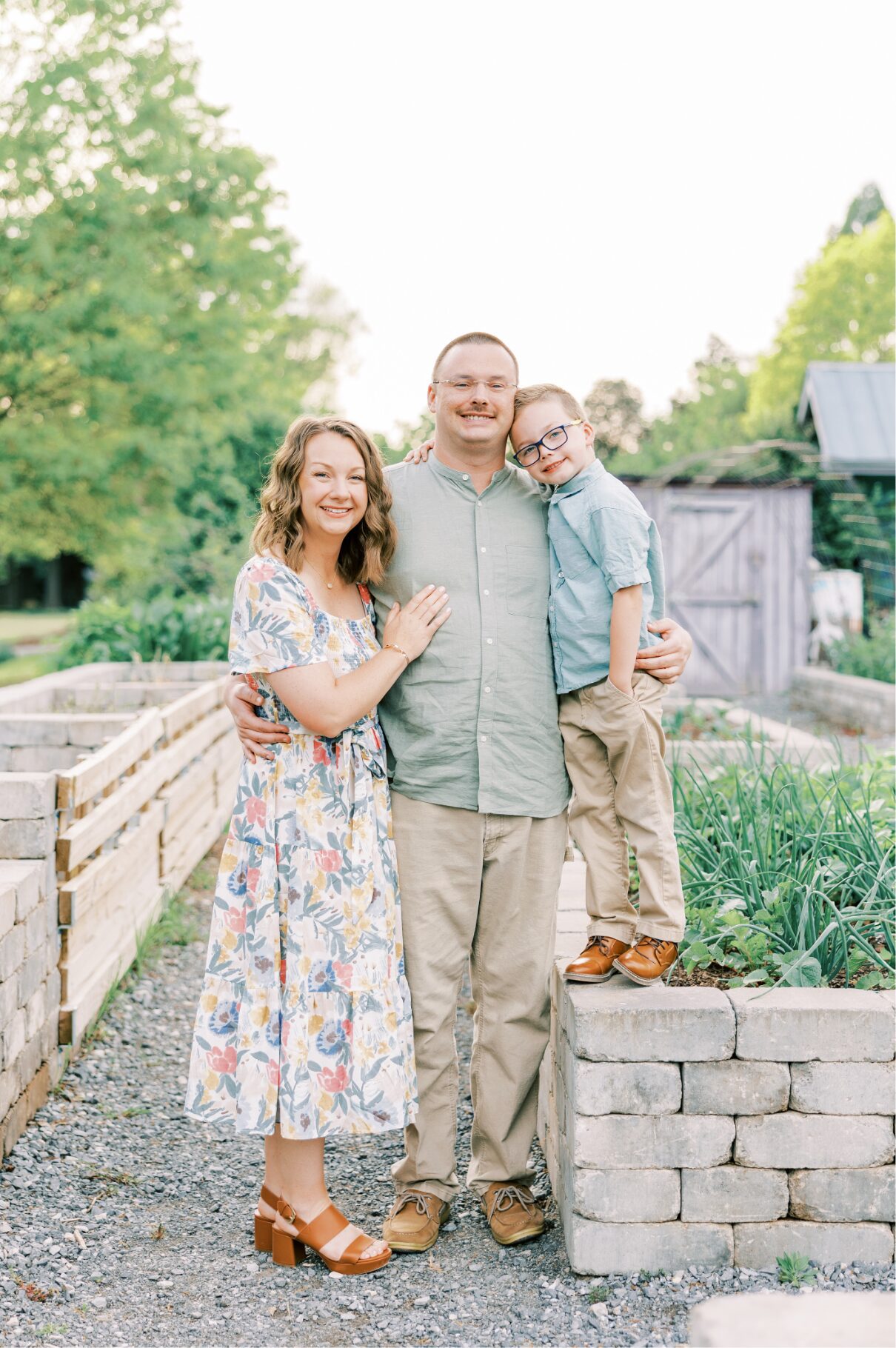 family smiling at camera